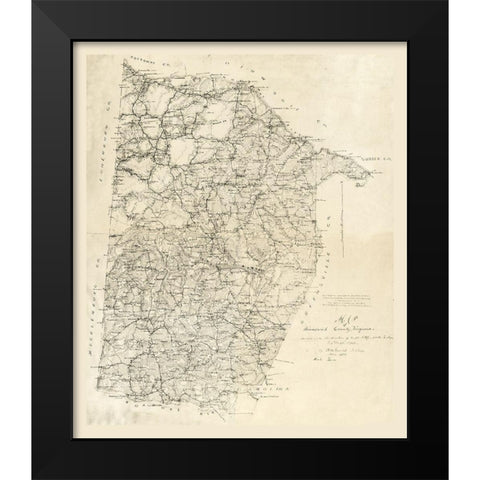 Brunswick County Virginia - Graves 1864 Black Modern Wood Framed Art Print by Graves