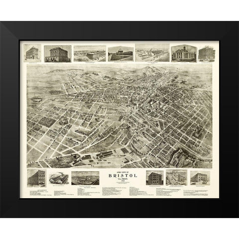 Bristol Virginia - Fowell 1912 Black Modern Wood Framed Art Print by Fowler