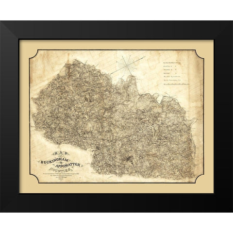 Buckingham County Virginia - Cassell 1863 Black Modern Wood Framed Art Print by Cassell