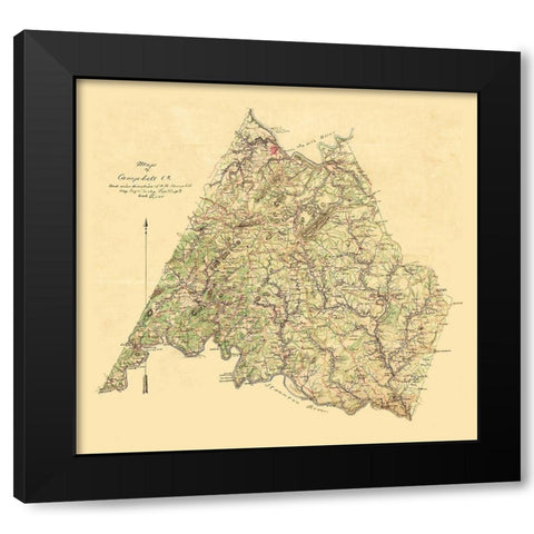 Campbell County Virginia - Campbell 1860 Black Modern Wood Framed Art Print with Double Matting by Campbell