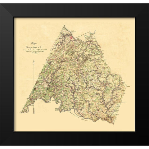 Campbell County Virginia - Campbell 1860 Black Modern Wood Framed Art Print by Campbell