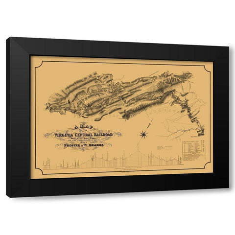 Central Railroad Virginia - Gillt 1860 Black Modern Wood Framed Art Print by Gillt