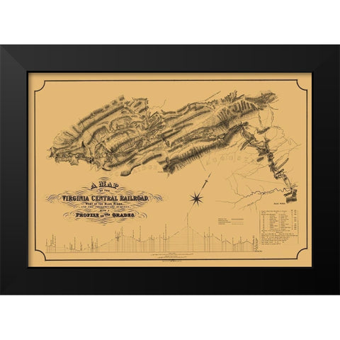 Central Railroad Virginia - Gillt 1860 Black Modern Wood Framed Art Print by Gillt
