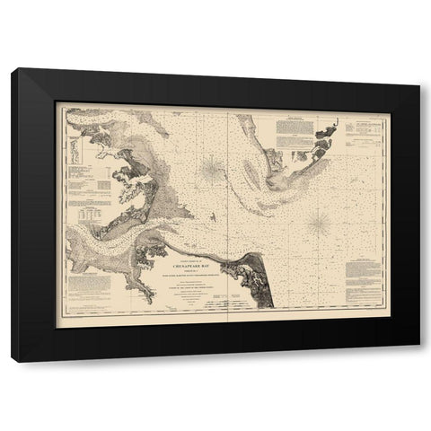 Chesapeake Bay, York River - Williams 1863 Black Modern Wood Framed Art Print with Double Matting by Williams