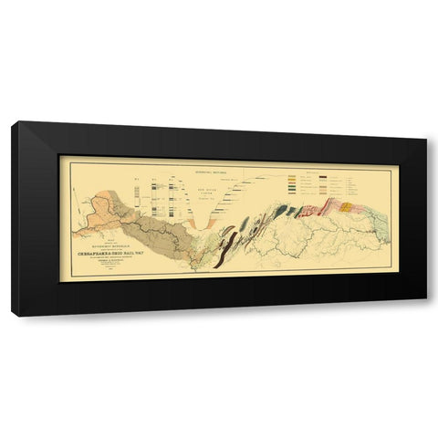 Chesapeake and Ohio Railway, Showing Minerals 1872 Black Modern Wood Framed Art Print with Double Matting by Maury