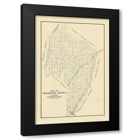 Charlotte County Virginia - Hotchkiss 1860 Black Modern Wood Framed Art Print by Hotchkiss