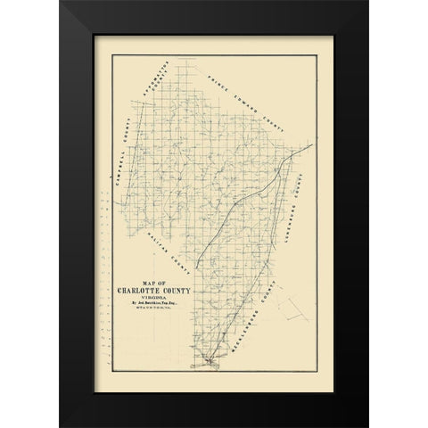Charlotte County Virginia - Hotchkiss 1860 Black Modern Wood Framed Art Print by Hotchkiss