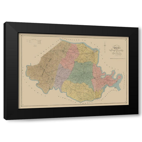 Chersterfield County Virginia - LaGrade 1888 Black Modern Wood Framed Art Print with Double Matting by La Prade