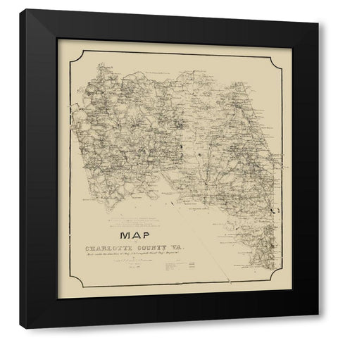 Charlotte County Virginia - Campbell 1864 Black Modern Wood Framed Art Print with Double Matting by Campbell