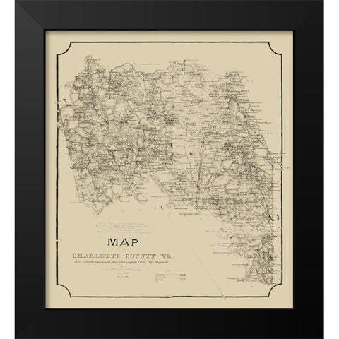 Charlotte County Virginia - Campbell 1864 Black Modern Wood Framed Art Print by Campbell