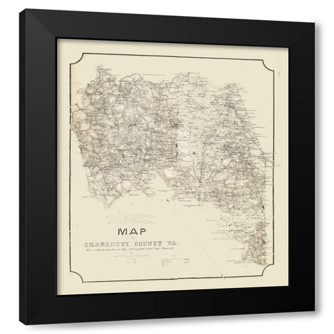 Charlotte County Virginia - Campbell 1864 Black Modern Wood Framed Art Print with Double Matting by Campbell