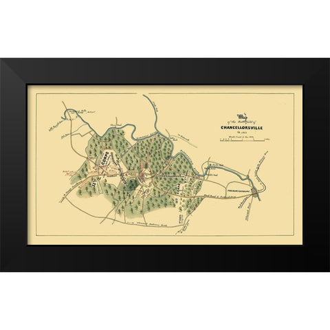 Chancellorsville Virginia - 1863 Black Modern Wood Framed Art Print by Unknown