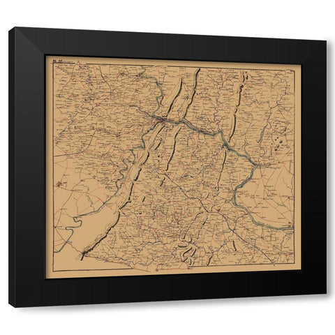 Clarke County Virginia - 1864 Black Modern Wood Framed Art Print with Double Matting by Unknown