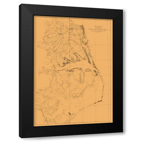 Virginia North Carolina US Coast - Lindenkohl Black Modern Wood Framed Art Print by Lindenkohl