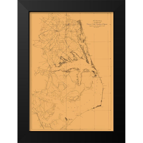Virginia North Carolina US Coast - Lindenkohl Black Modern Wood Framed Art Print by Lindenkohl
