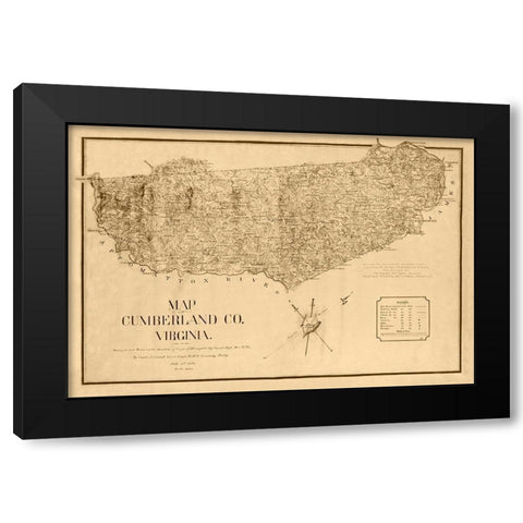 Cumberland County Virginia - Campbell 1864 Black Modern Wood Framed Art Print by Campbell