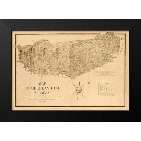 Cumberland County Virginia - Campbell 1864 Black Modern Wood Framed Art Print by Campbell