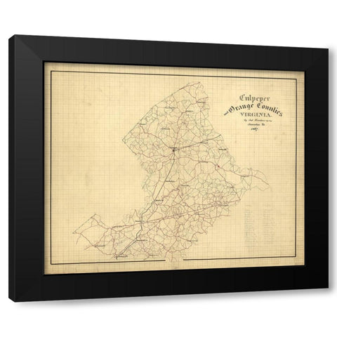 Culpeper County Virginia - Hotchkiss 1867 Black Modern Wood Framed Art Print by Hotchkiss