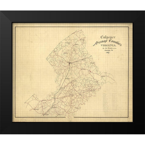 Culpeper County Virginia - Hotchkiss 1867 Black Modern Wood Framed Art Print by Hotchkiss