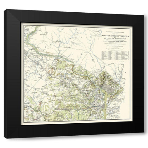 Military Defenses Virginia Washington Black Modern Wood Framed Art Print with Double Matting by McDowell