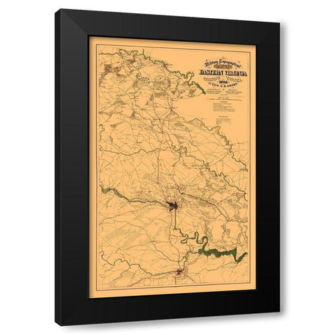Eastern Virginia - Sholl 1864 Black Modern Wood Framed Art Print with Double Matting by Sholl