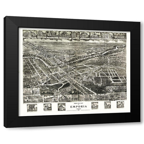 Emporia Virginia - Fowler 1907 Black Modern Wood Framed Art Print by Fowler