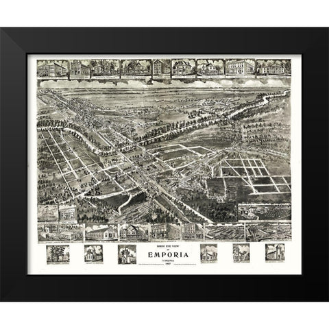 Emporia Virginia - Fowler 1907 Black Modern Wood Framed Art Print by Fowler