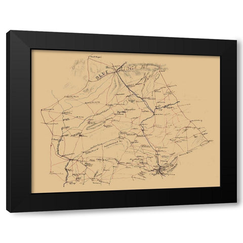 Fauquier County Virginia - 1860 Black Modern Wood Framed Art Print with Double Matting by Unknown
