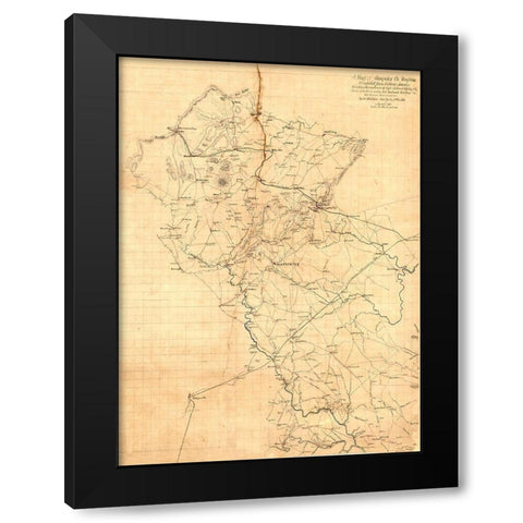 Fauquier County Virginia - Hotchkiss 1863 Black Modern Wood Framed Art Print with Double Matting by Hotchkiss