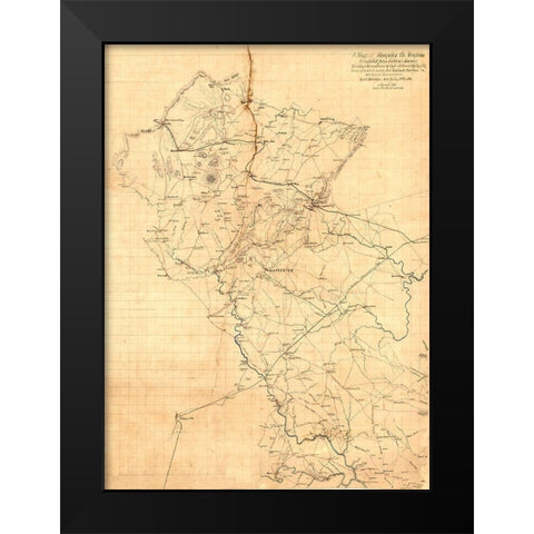 Fauquier County Virginia - Hotchkiss 1863 Black Modern Wood Framed Art Print by Hotchkiss