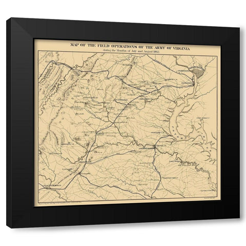 Field of Operations Virginia - Pope 1866 Black Modern Wood Framed Art Print with Double Matting by Pope