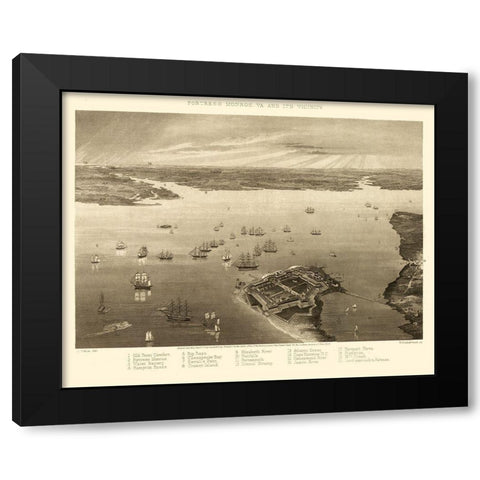 Fortress Monroe Virginia - Wells 1862 Black Modern Wood Framed Art Print by Wells