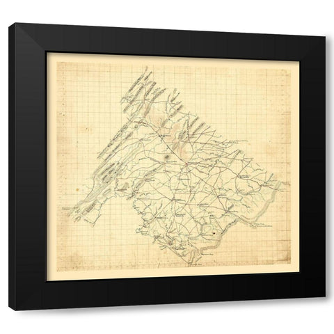 Frederick County Virginia - 1860 Black Modern Wood Framed Art Print with Double Matting by Unknown