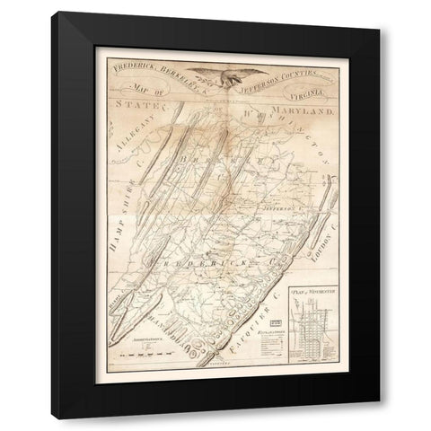 Frederick Berkeley Jefferson County Virginia - Tarte 1809 Black Modern Wood Framed Art Print with Double Matting by Tarte