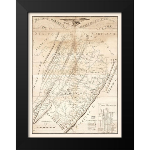 Frederick Berkeley Jefferson County Virginia - Tarte 1809 Black Modern Wood Framed Art Print by Tarte