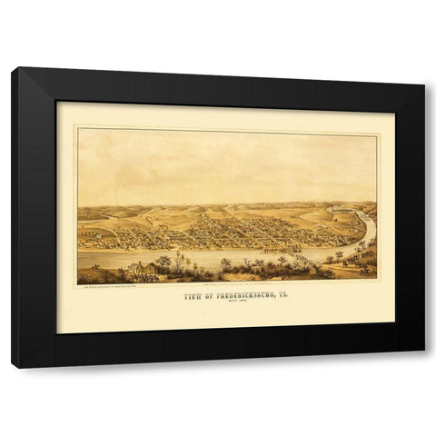 Fredericksburg Virginia - Sachse 1863 Black Modern Wood Framed Art Print by Sachse
