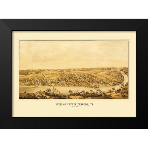 Fredericksburg Virginia - Sachse 1863 Black Modern Wood Framed Art Print by Sachse
