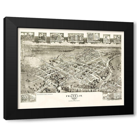 Franklin Virginia - Fowler 1907 Black Modern Wood Framed Art Print with Double Matting by Fowler