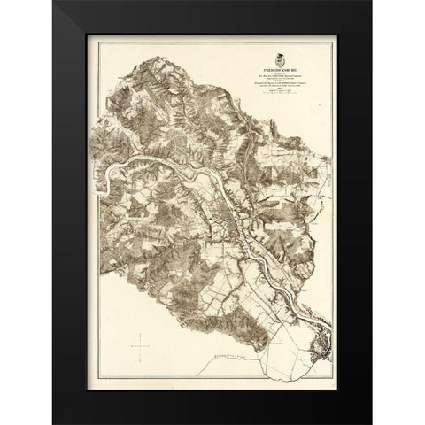 Fredericksburg Virginia - Milcher 1867 Black Modern Wood Framed Art Print by Michler