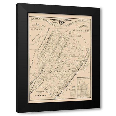Frederick County Virginia - James 1809 Black Modern Wood Framed Art Print by James