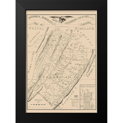 Frederick County Virginia - James 1809 Black Modern Wood Framed Art Print by James
