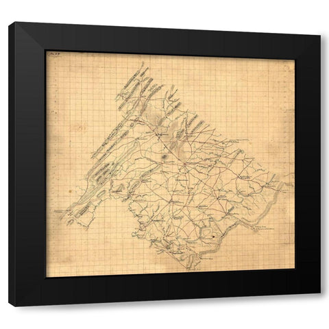 Frederick County Virginia - 1860 Black Modern Wood Framed Art Print with Double Matting by Unknown