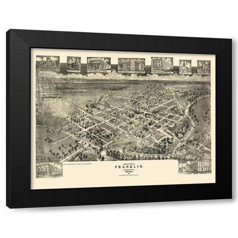 Franklin Virginia - Fowler 1907 Black Modern Wood Framed Art Print by Fowler