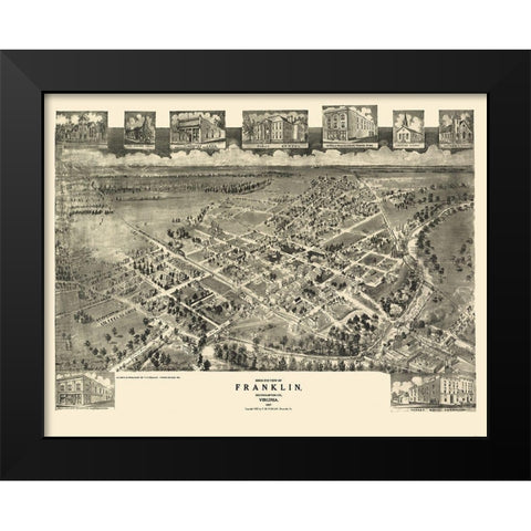 Franklin Virginia - Fowler 1907 Black Modern Wood Framed Art Print by Fowler