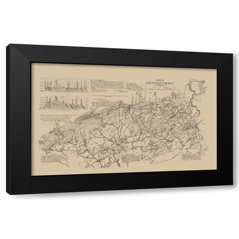 Grayson County Virginia - Boyd 1897 Black Modern Wood Framed Art Print with Double Matting by Boyd