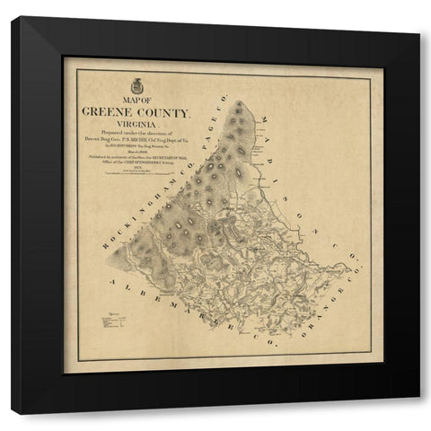 Greene County Virginia - Hotchkiss 1875 Black Modern Wood Framed Art Print by Hotchkiss