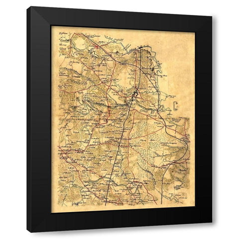Hanover County Virginia - 1860 Black Modern Wood Framed Art Print with Double Matting by Unknown