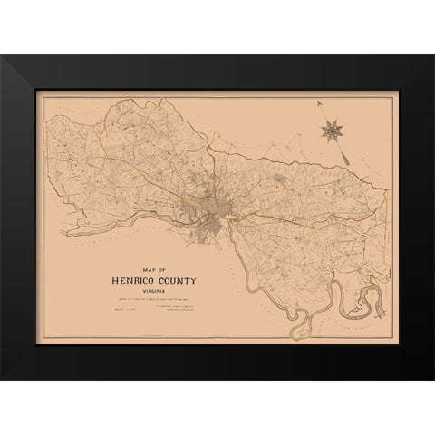 Henrico County Virginia - Crawford 1901 Black Modern Wood Framed Art Print by Crawford