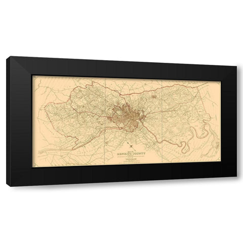 Henrico County Virginia - Crawford 1916 Black Modern Wood Framed Art Print with Double Matting by Crawford