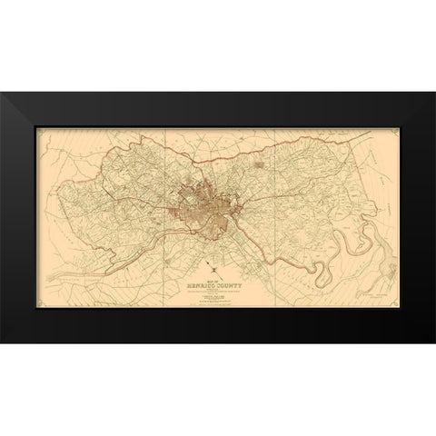 Henrico County Virginia - Crawford 1916 Black Modern Wood Framed Art Print by Crawford
